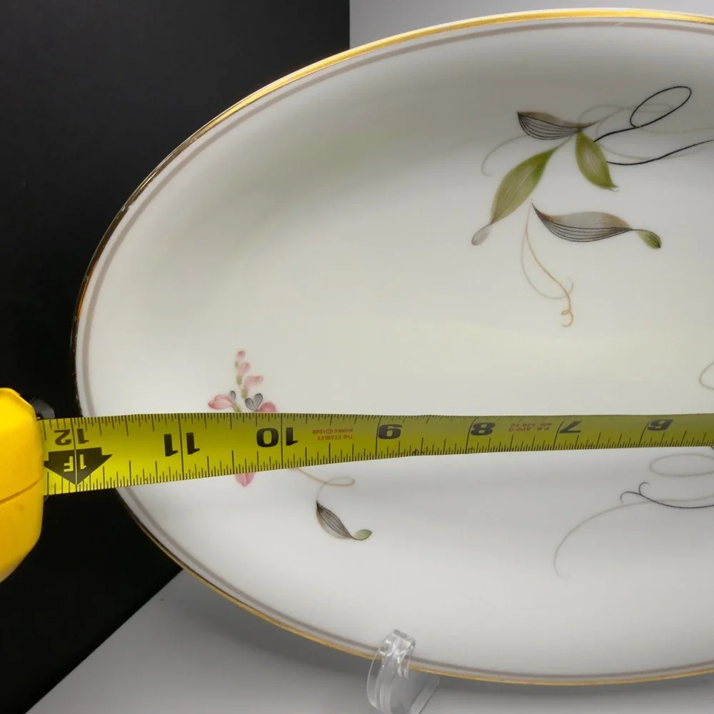 Noritake RC Japan 1389 Oval Serving Platter Floral Gold Trim Whte Porcelain 12in